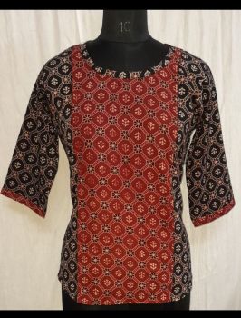 Printed Pure Cotton Ajrakh Short Top