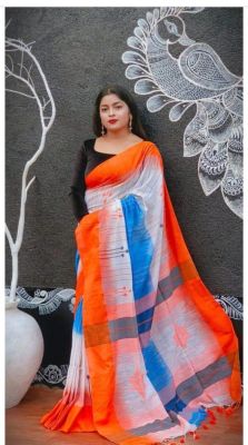 Multi Colour Pure Handloom Ikkat Saree From Bengal