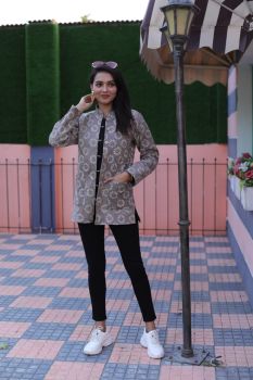 Grey Hand Block Printed Cotton Jacket