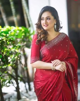 Red Dimond Work Pure Rangoli Satin Saree