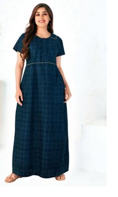 Dark Blue Pure Handloom Long Gown From Bengal