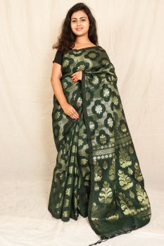 Cotton linen jarry jamdani saree