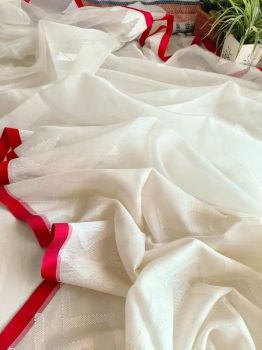 White Resham Cotton Saree From Bengal