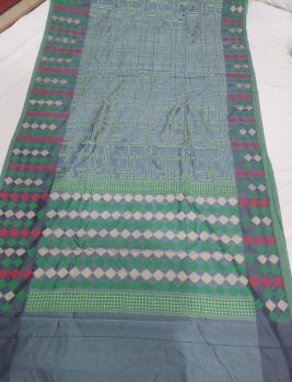 Oslo Grey Mercerized Cotton Saree From Banaras