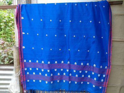 Blue Butta Pure Cotton Saree From Assam