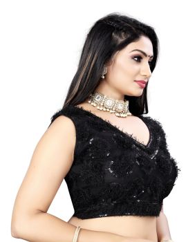 Black Ribin Work Sequence Party Wear Blouse