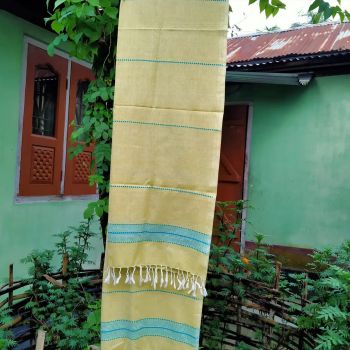 Light Yellow Line Pure Handloom Cotton Stole