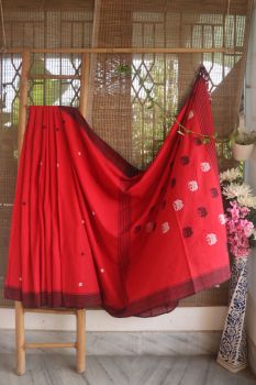 Red Rhino Butta Pure Cotton Saree From Assam