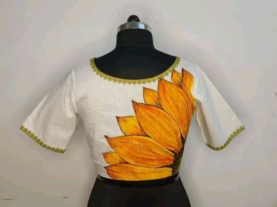 White Pure Handloom Cotton Readymade Blouse From Bengal