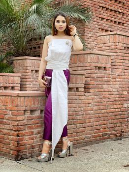 bow drape top with pants
