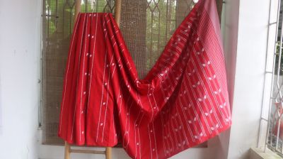 Red Butta Pure Cotton Saree From Assam