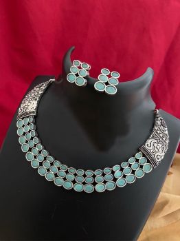 Sky Blue German Silver Oxidised Jewellery