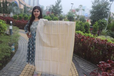 Ghee Colour Kantha stitch Pure Handloom Dupatta From Bengal