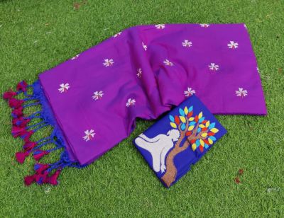 Lavender Pure Handloom Cotton Saree From Bengal