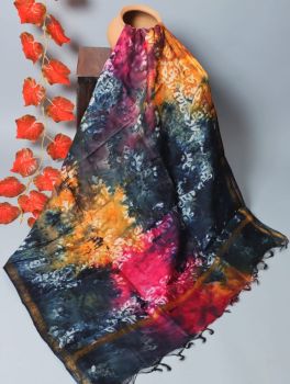 Bagru Hand Block Printed Chanderi Silk Dupatta