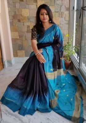 Multi Colour Pure Handloom Ikkat Saree From Bengal