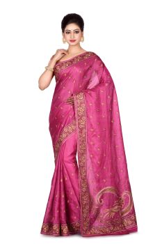 Pink Tree Design Pure Tassar Silk Saree