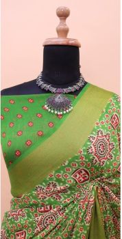 Pista Green Butta Printed Work Pure Chiffon Saree