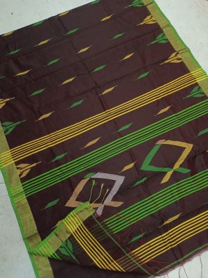 Black Pure Handloom Silk Cotton Saree From Bengal
