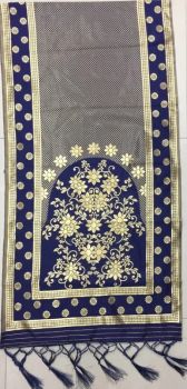 Navy Blue Art Silk Flower Printed Dupatta