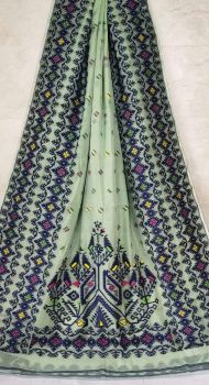 Sea Green Butta Design Pure Handloom Soft Dhakai Jamdani Saree
