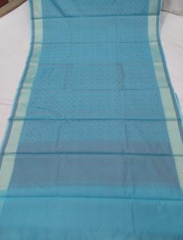Light Blue Banarasi Cotton saree From Banaras