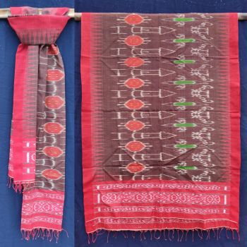 red coffee green  white tassar eri silk stole