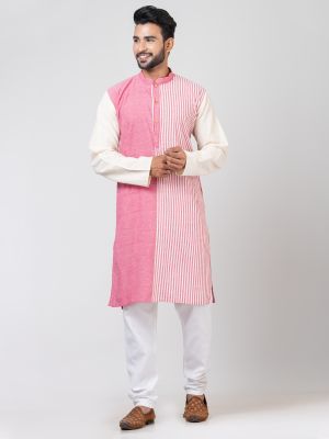 Men Cotton Striped Long Kurta From Bengal