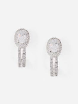 White CZ Rhodium Hoops in 925 Sterling Silver