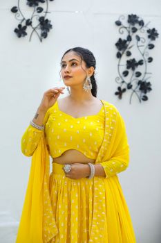 Yellow Color Georgette Sequence Work Designer Lehenga choli