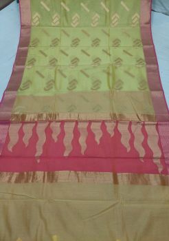 Light Green Mercerized Cotton Saree From Banaras
