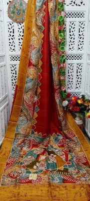 Multi Colour Pure Handloom Kantha Silk Saree From Bengal