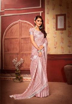 Light Pink Butta Silver Brasso Soft Cotton Saree