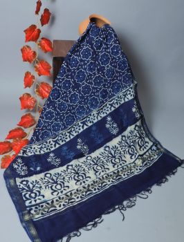 Bagru Hand Block Printed Chanderi Silk Dupatta