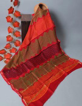 Bagru Hand Block Printed Chanderi Silk Dupatta