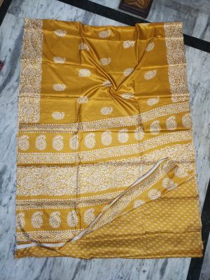 Golden Pure Handloom Silk Cotton Saree From Bengal