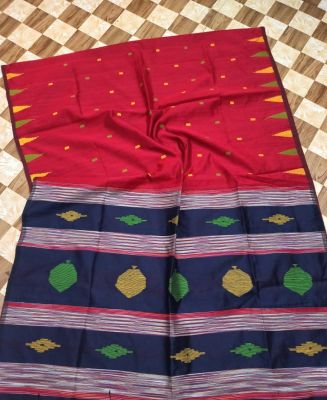 Multi Colour Pure Handloom Silk Cotton Saree From Bengal