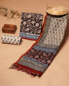 Rodeo Dust Doria Dupatta Cotton Flower Design suit