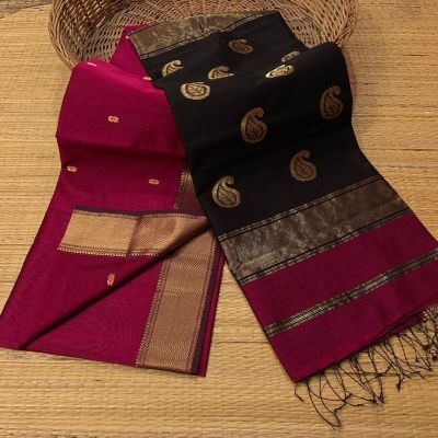 Multi Colour Pure Handloom Meheshwari Silk Cotton Saree From Bengal