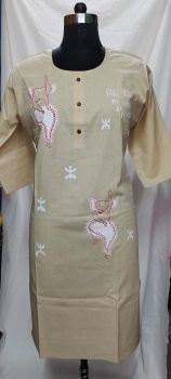 Cream Pure Handloom Cotton Kurti From Bengal