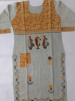 Dusty Grey Pure Handloom Cotton Kurti From Bengal