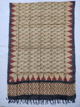 Off white , Black & Red Temple border Tussar ghicha silk dupatta
