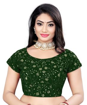 Green Velvet 9000 Sequins With Embroidery Work Blouse