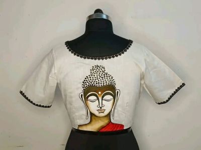 White Pure Handloom Cotton Readymade Blouse From Bengal