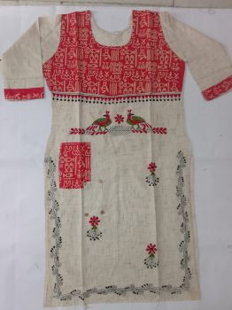 Silver Grey Pure Handloom Cotton Kurti From Bengal