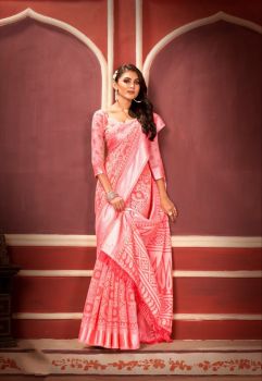 Pink Butta Silver Brasso Soft Cotton Saree