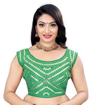 Green Phantom Mirror Paper Work Blouse