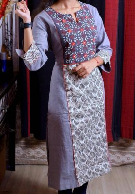 Dusty Purple Pure Handloom Long Kurti From Bengal