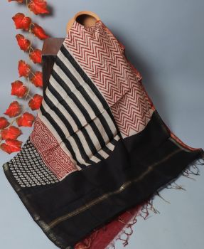 Bagru Hand Block Printed Chanderi Silk Dupatta