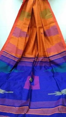 Multi Colour Pure Handloom Silk Cotton Saree From Bengal